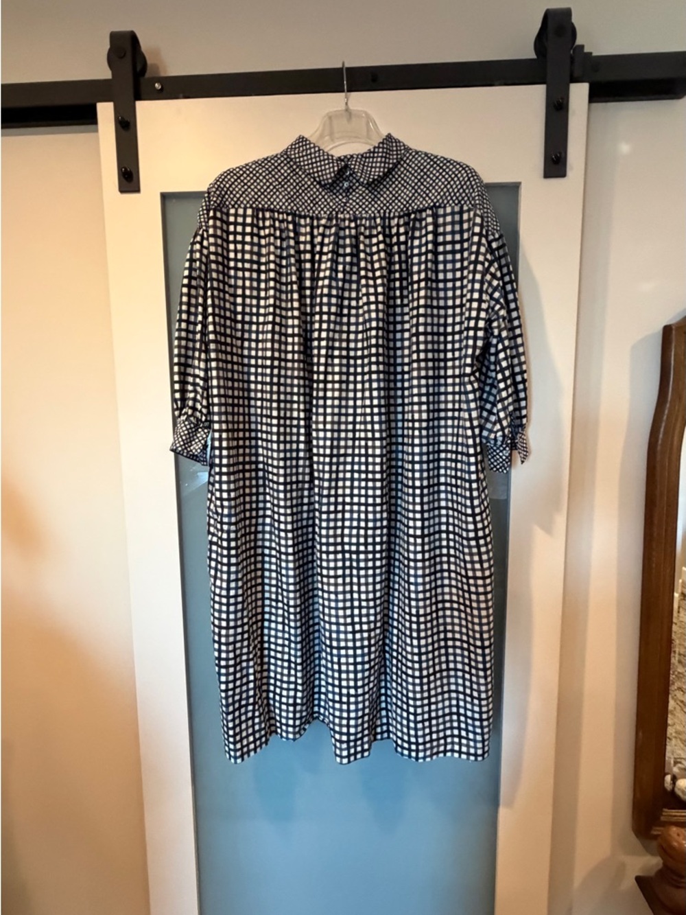 Mina Perhonen Blue & White Gingham smock Midi Dress - Women